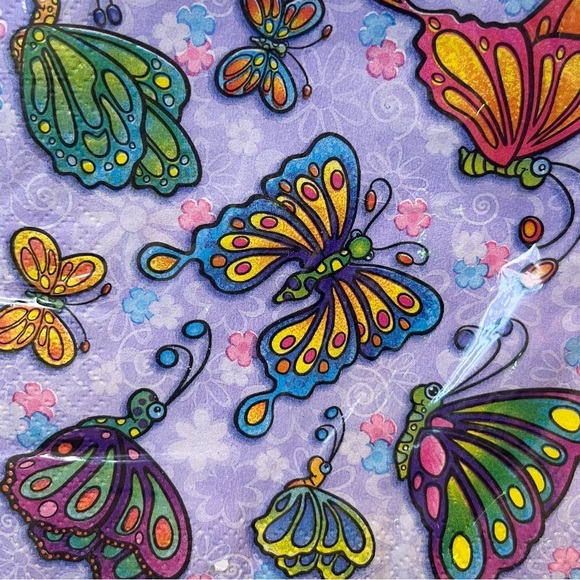 Vintage Y2K 2000s Purple Butterfly Beverage Napkins Pack of 16 Party Girly Blue - Picture 2 of 7